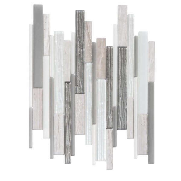 Apollo Tile Gray Stone Waterfall 4.83 sq.ft 11.8 in. x11.8 in. Glass&Mrbl Mosaic Tile, 5PK APLCAS99011EC21 - main